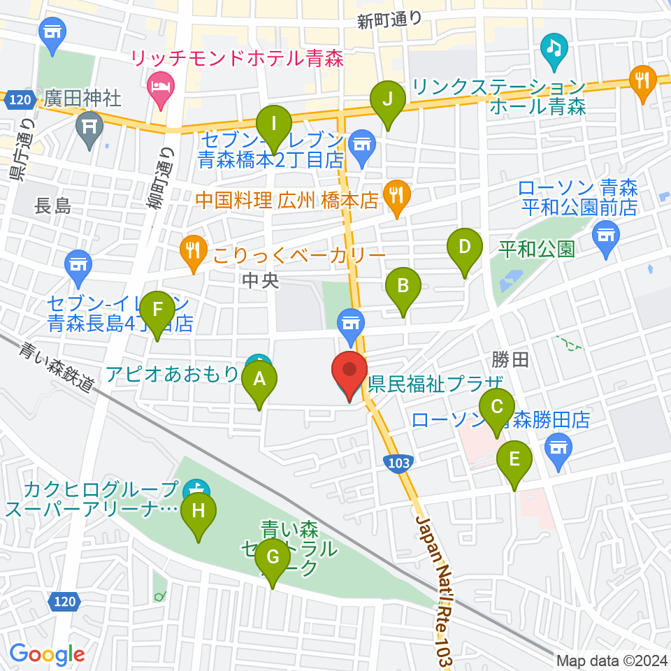青森県民福祉プラザ周辺のカフェ一覧地図