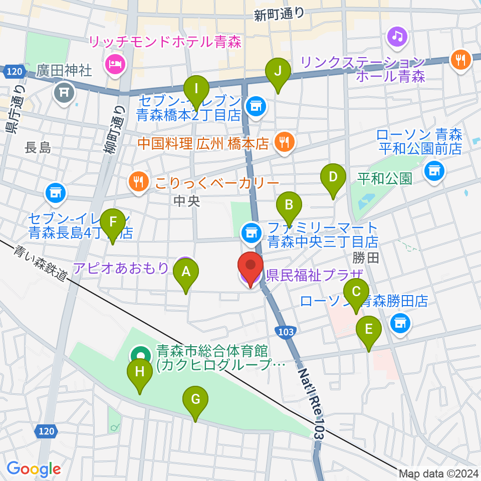 青森県民福祉プラザ周辺のカフェ一覧地図