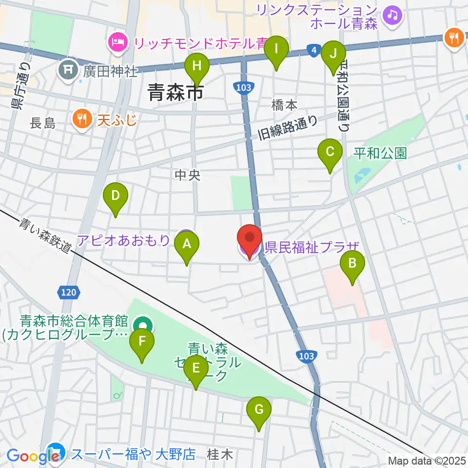 青森県民福祉プラザ周辺のカフェ一覧地図