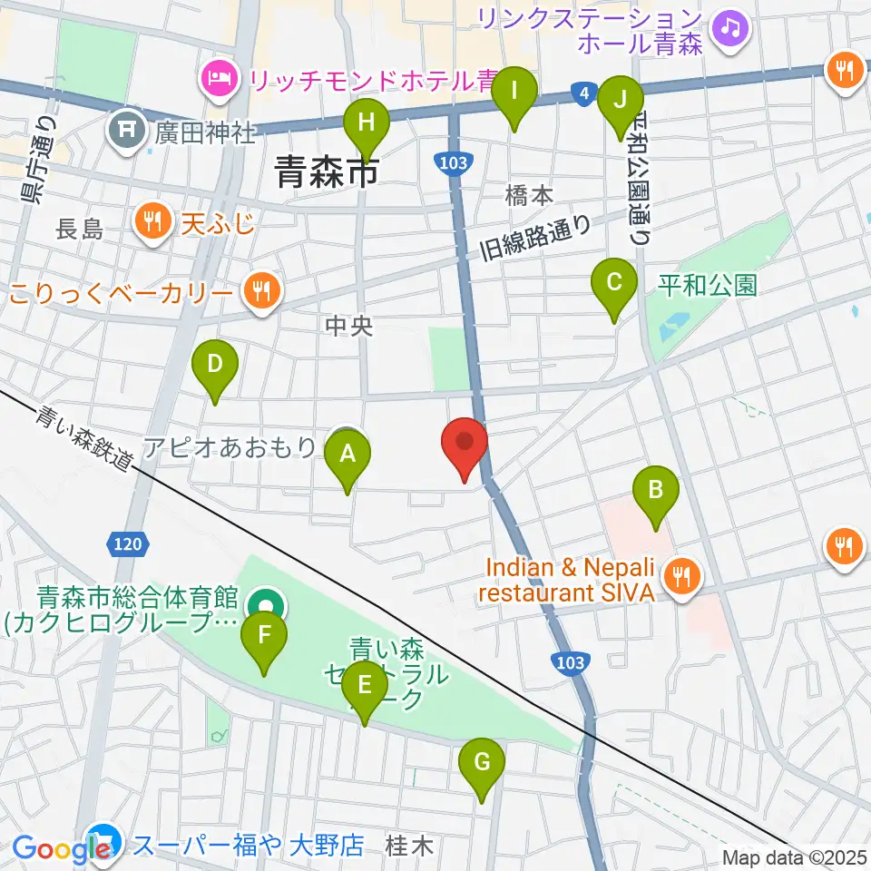 青森県民福祉プラザ周辺のカフェ一覧地図