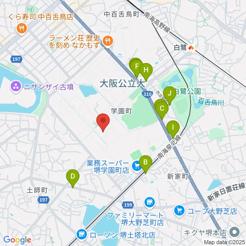 Uホール白鷺周辺のカフェ一覧地図
