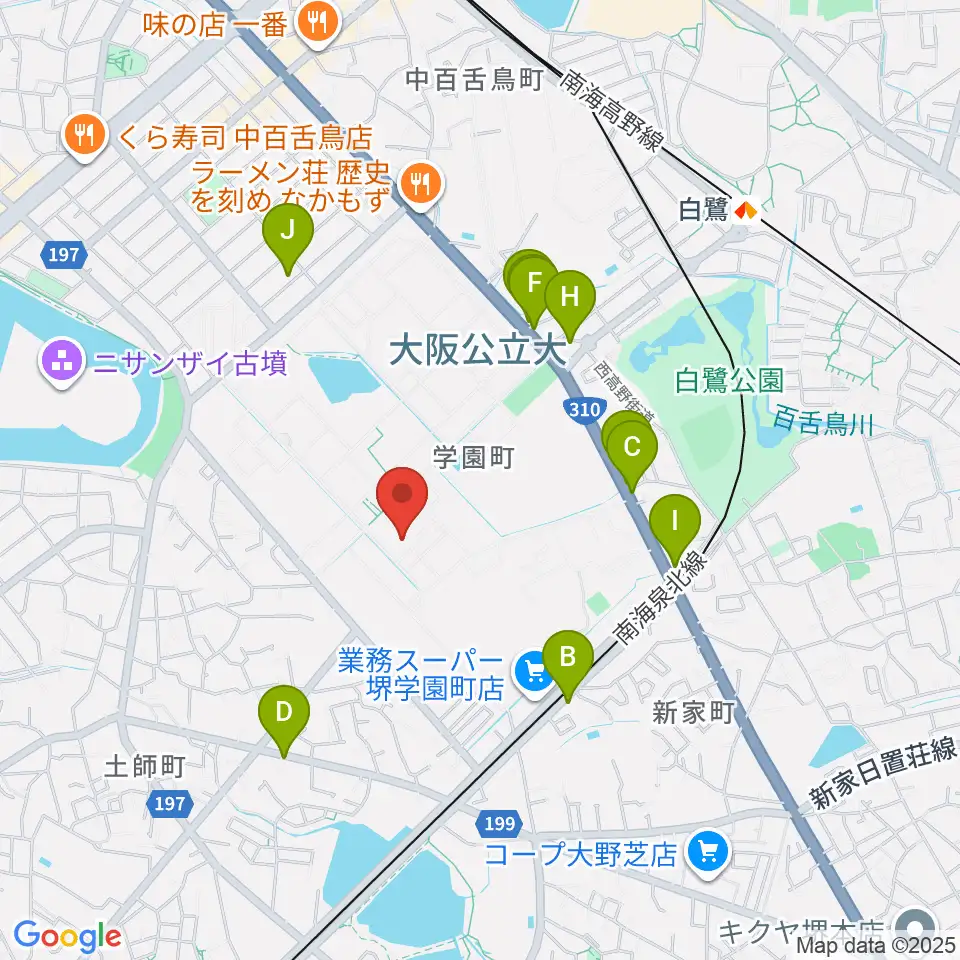 Uホール白鷺周辺のカフェ一覧地図