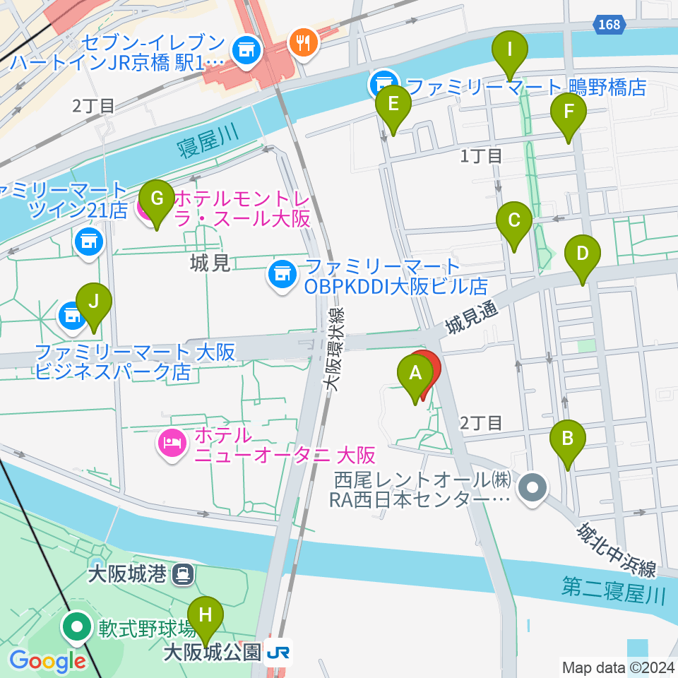 クレオ大阪東周辺のカフェ一覧地図