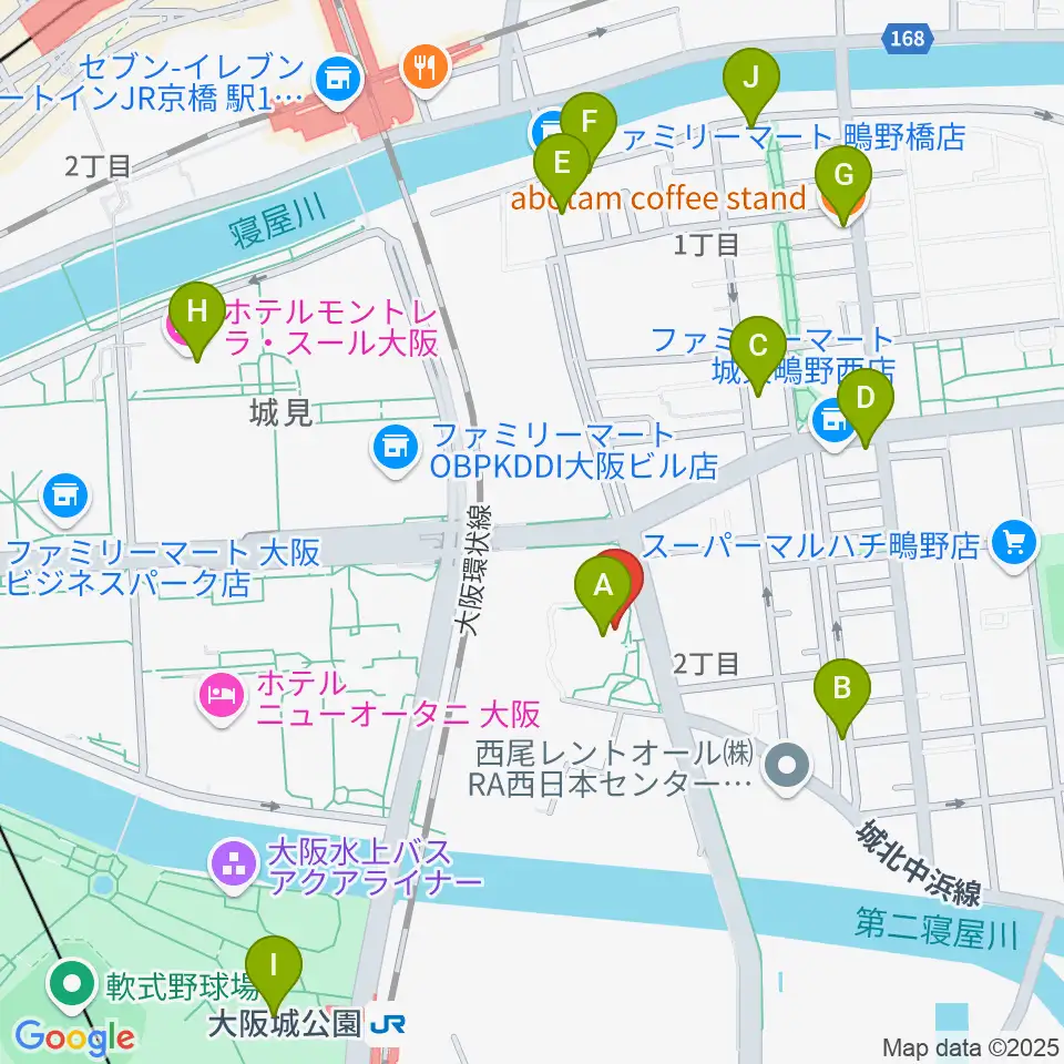 クレオ大阪東周辺のカフェ一覧地図
