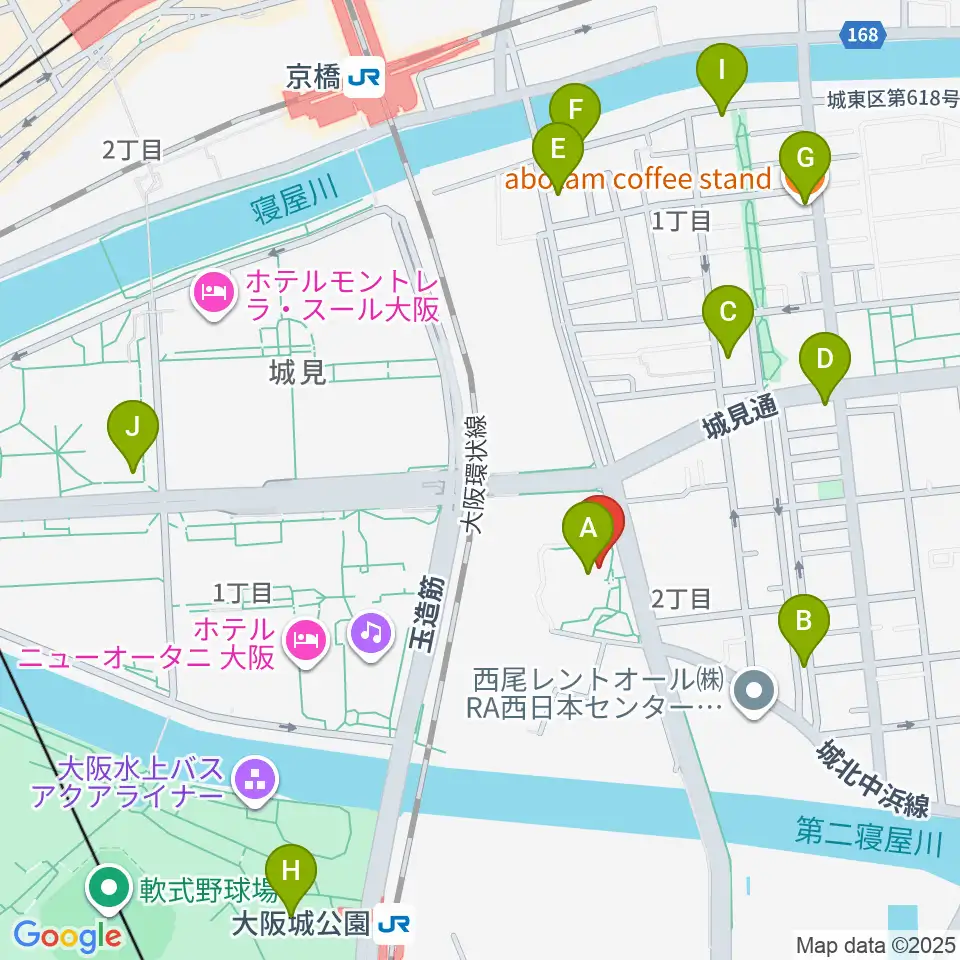 クレオ大阪東周辺のカフェ一覧地図