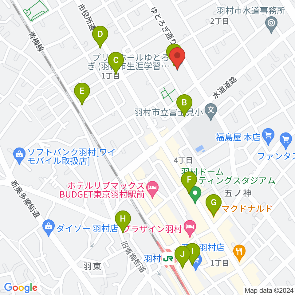 プリモホールゆとろぎ周辺のカフェ一覧地図