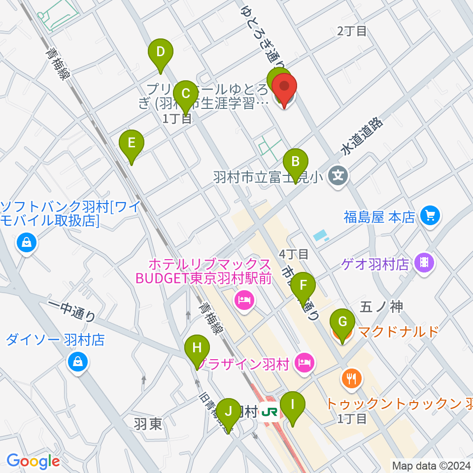 プリモホールゆとろぎ周辺のカフェ一覧地図