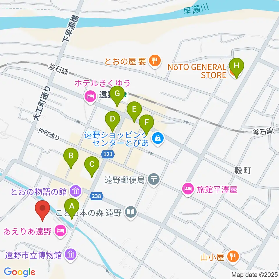 遠野市民センター周辺のカフェ一覧地図