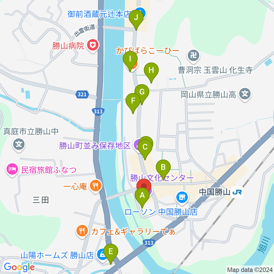 勝山文化センター周辺のカフェ一覧地図