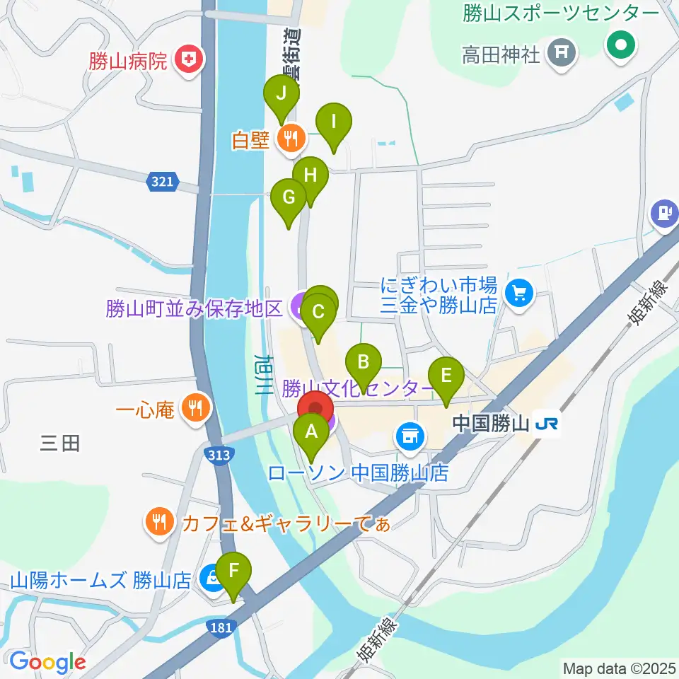 勝山文化センター周辺のカフェ一覧地図
