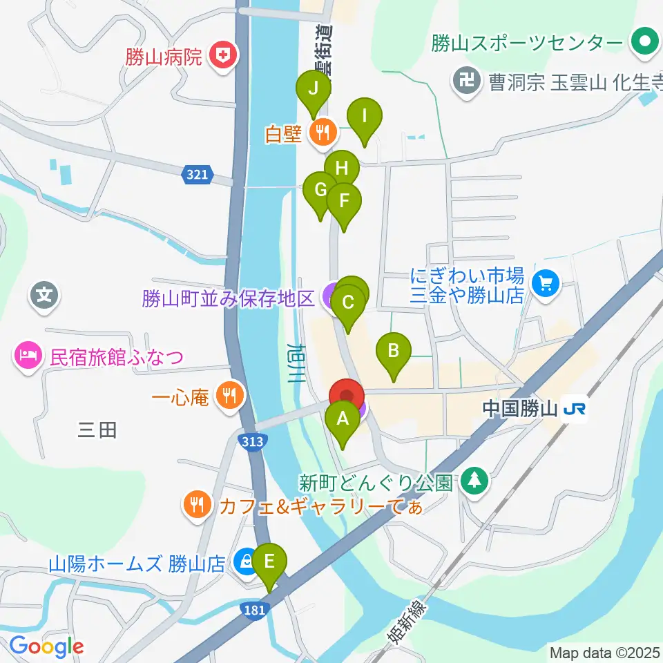 勝山文化センター周辺のカフェ一覧地図