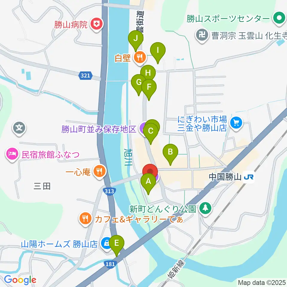勝山文化センター周辺のカフェ一覧地図