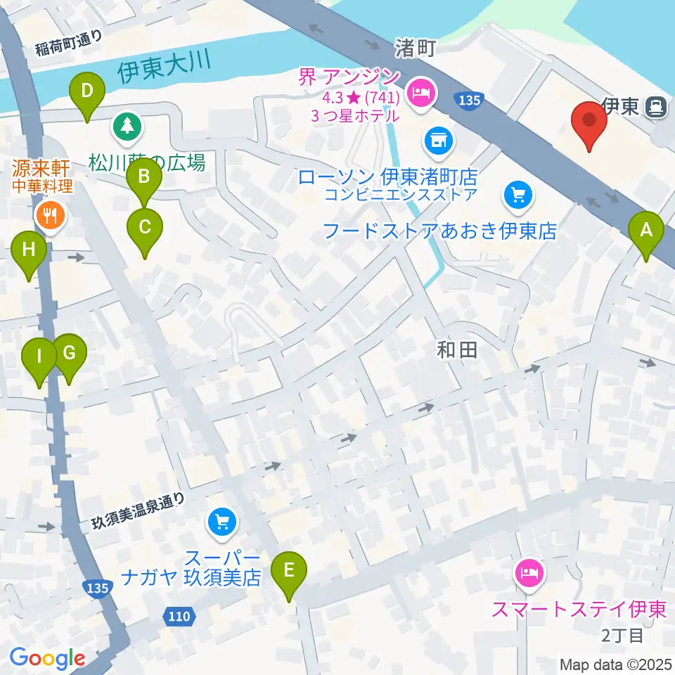伊東市観光会館周辺のカフェ一覧地図