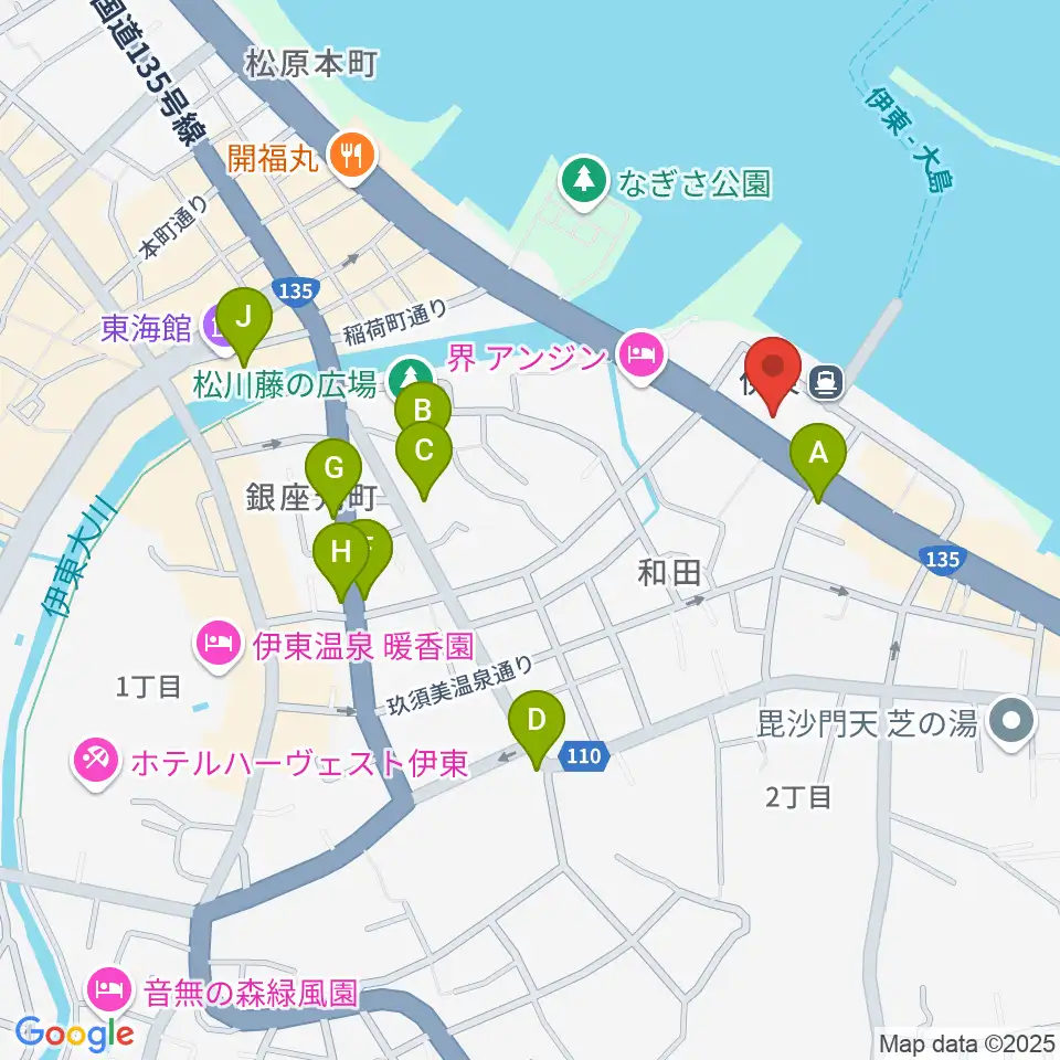 伊東市観光会館周辺のカフェ一覧地図