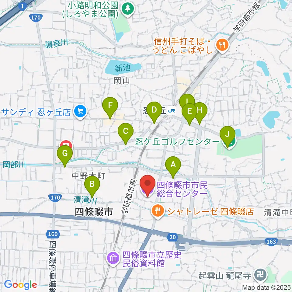 四條畷市市民総合センター周辺のカフェ一覧地図