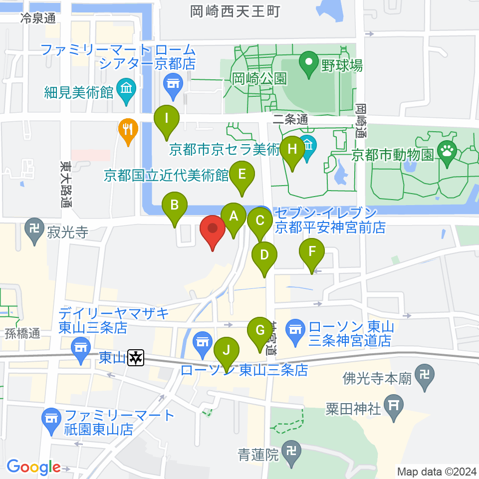 京都観世会館周辺のカフェ一覧地図