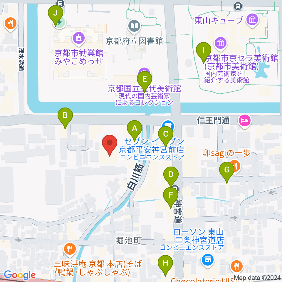 京都観世会館周辺のカフェ一覧地図