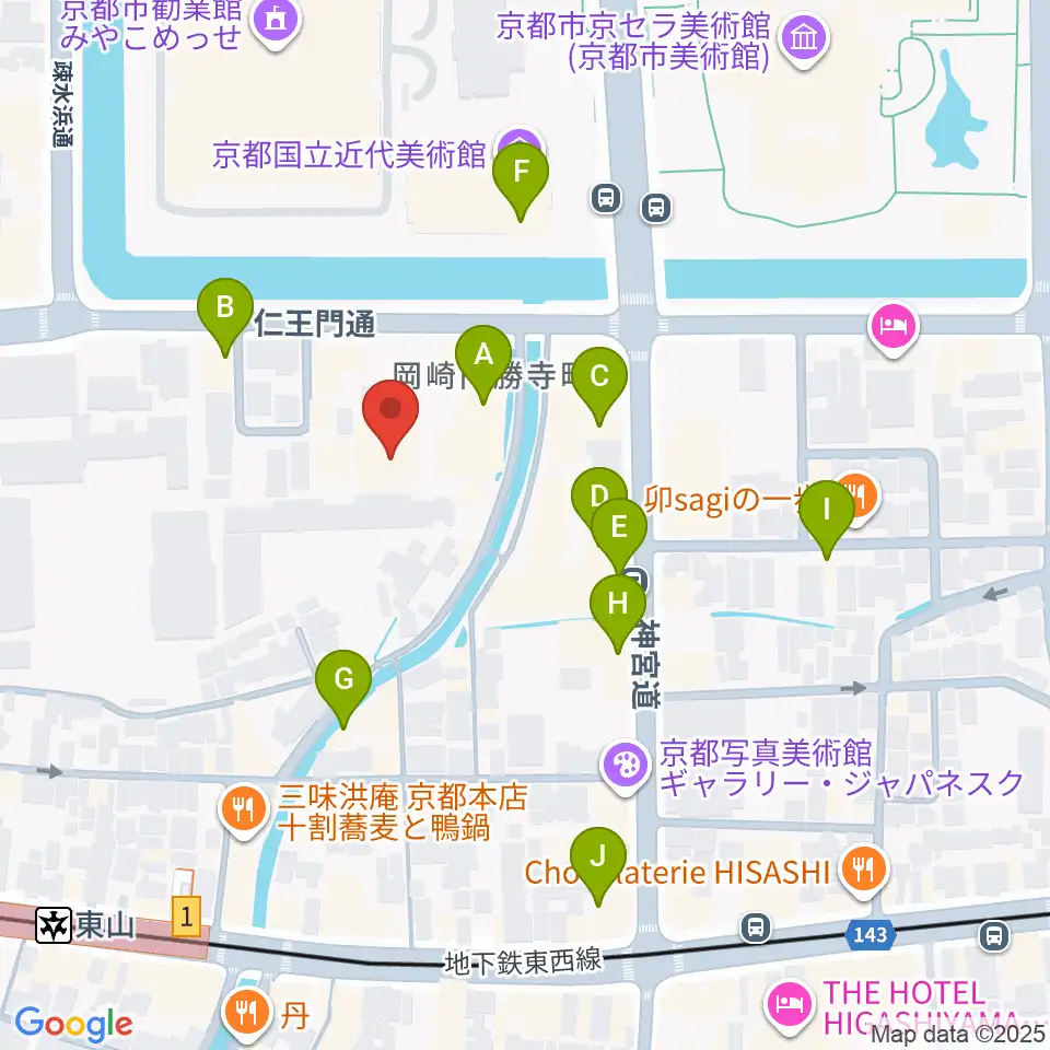 京都観世会館周辺のカフェ一覧地図