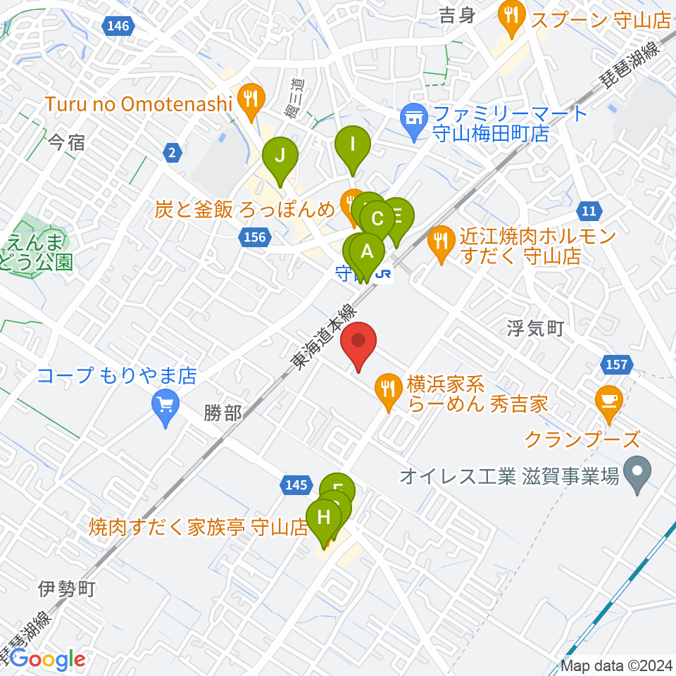 守山Blue周辺のカフェ一覧地図