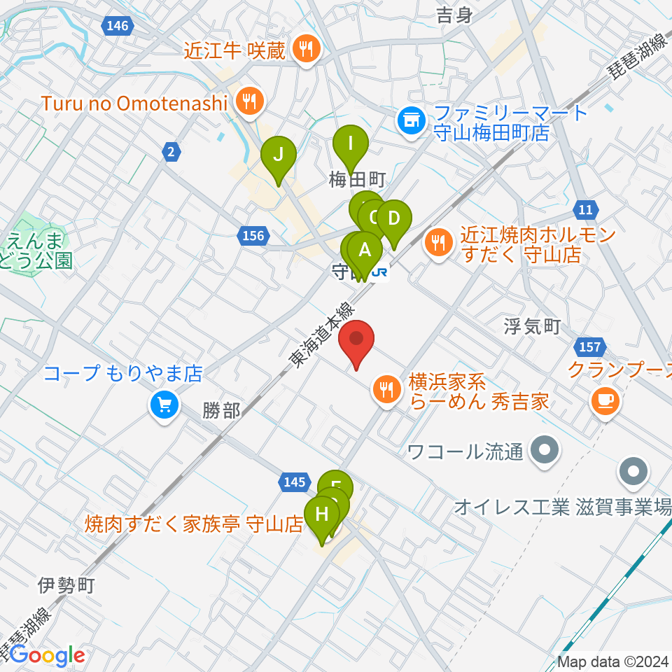 守山Blue周辺のカフェ一覧地図