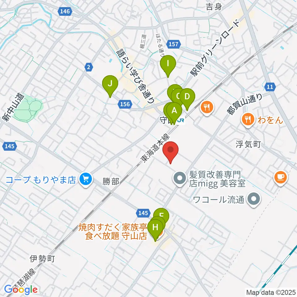 守山Blue周辺のカフェ一覧地図