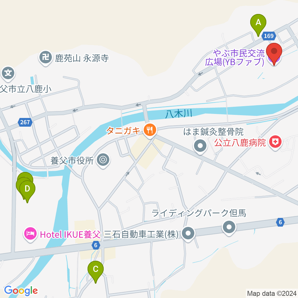 やぶ市民交流広場 YBファブ周辺のカフェ一覧地図