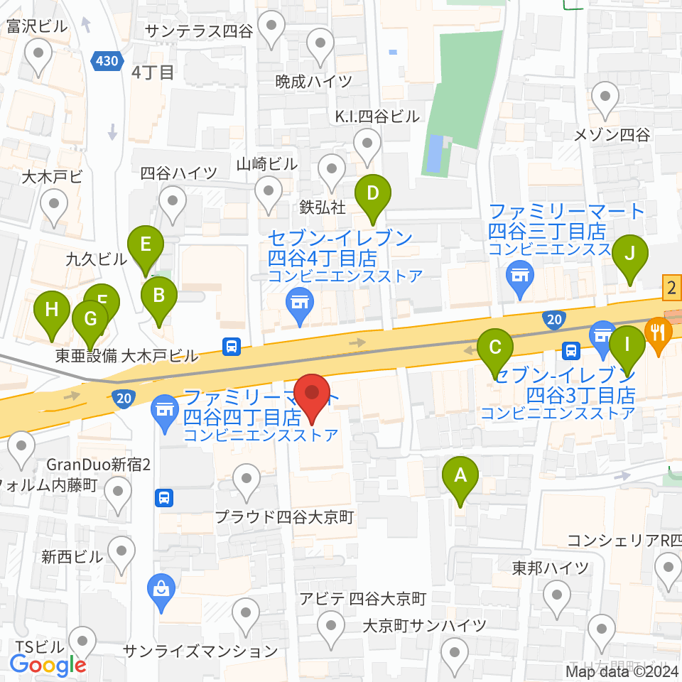 韓国文化院ハンマダンホール周辺のカフェ一覧地図