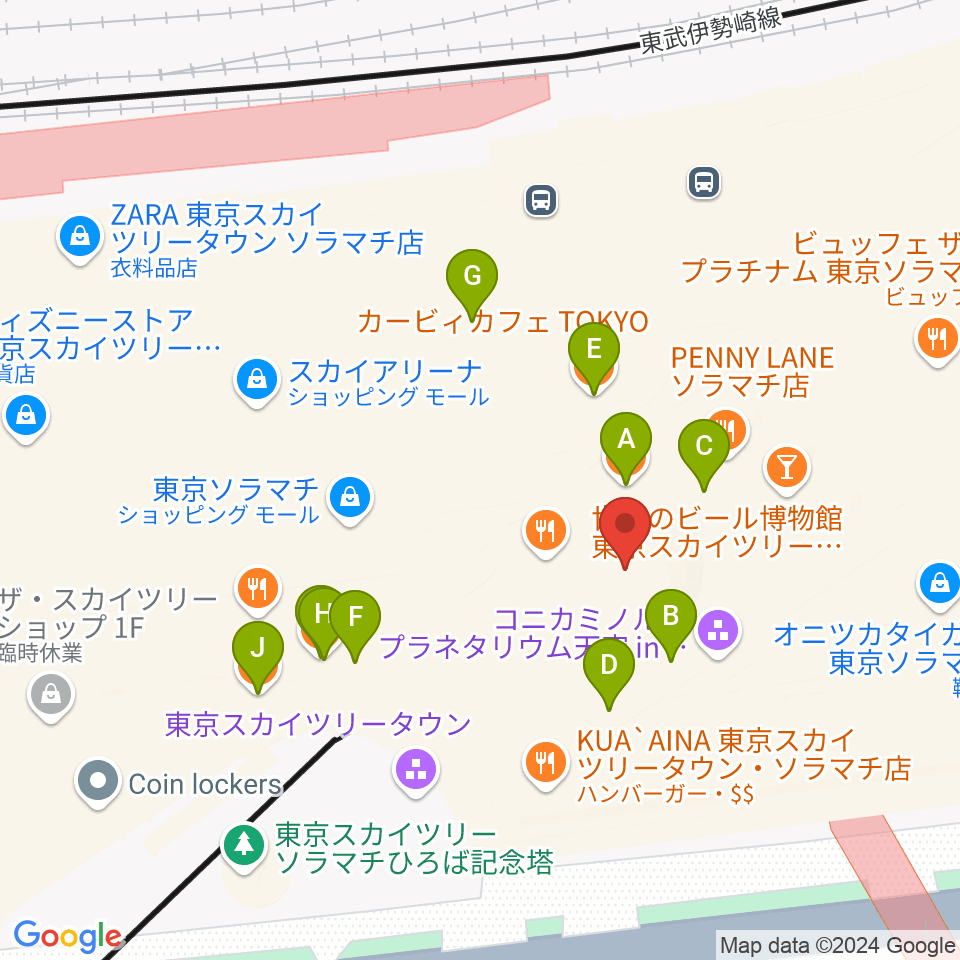 プラネタリウム天空周辺のカフェ一覧地図