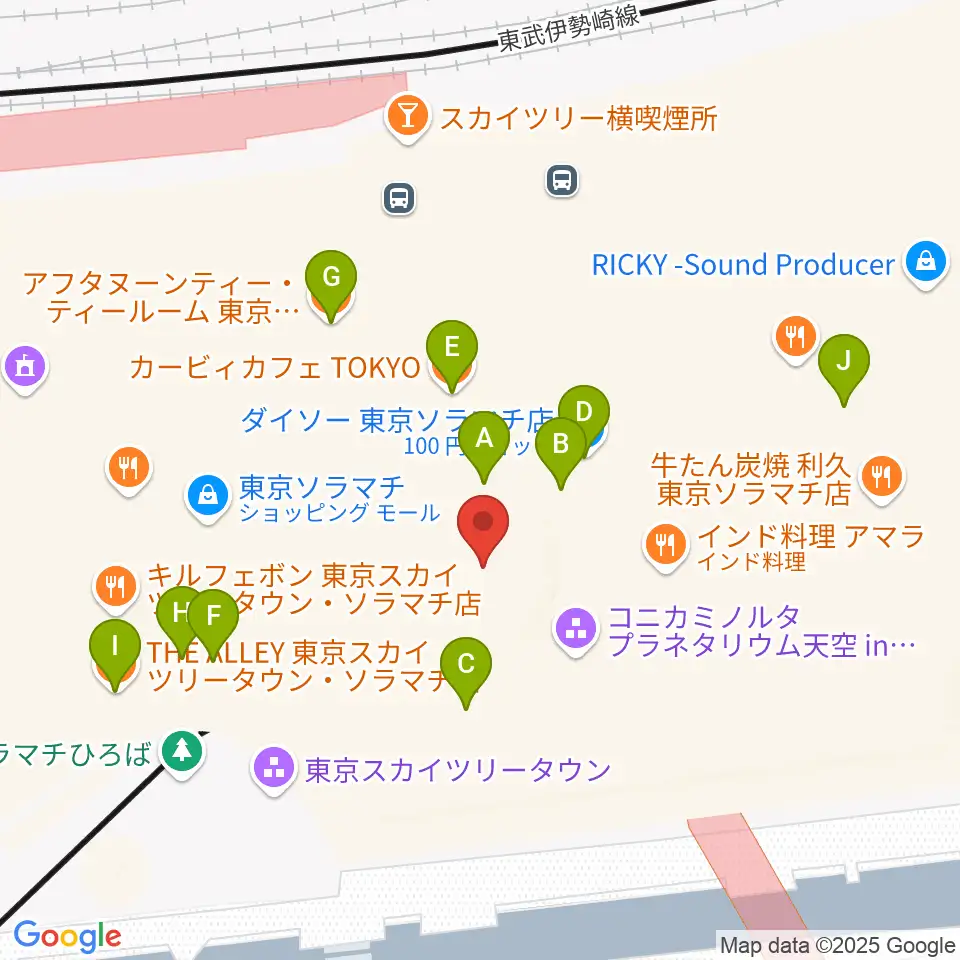 プラネタリウム天空周辺のカフェ一覧地図