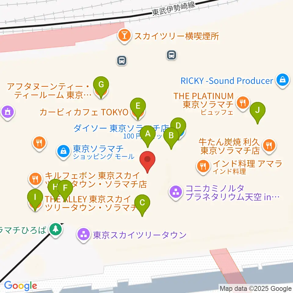 プラネタリウム天空周辺のカフェ一覧地図
