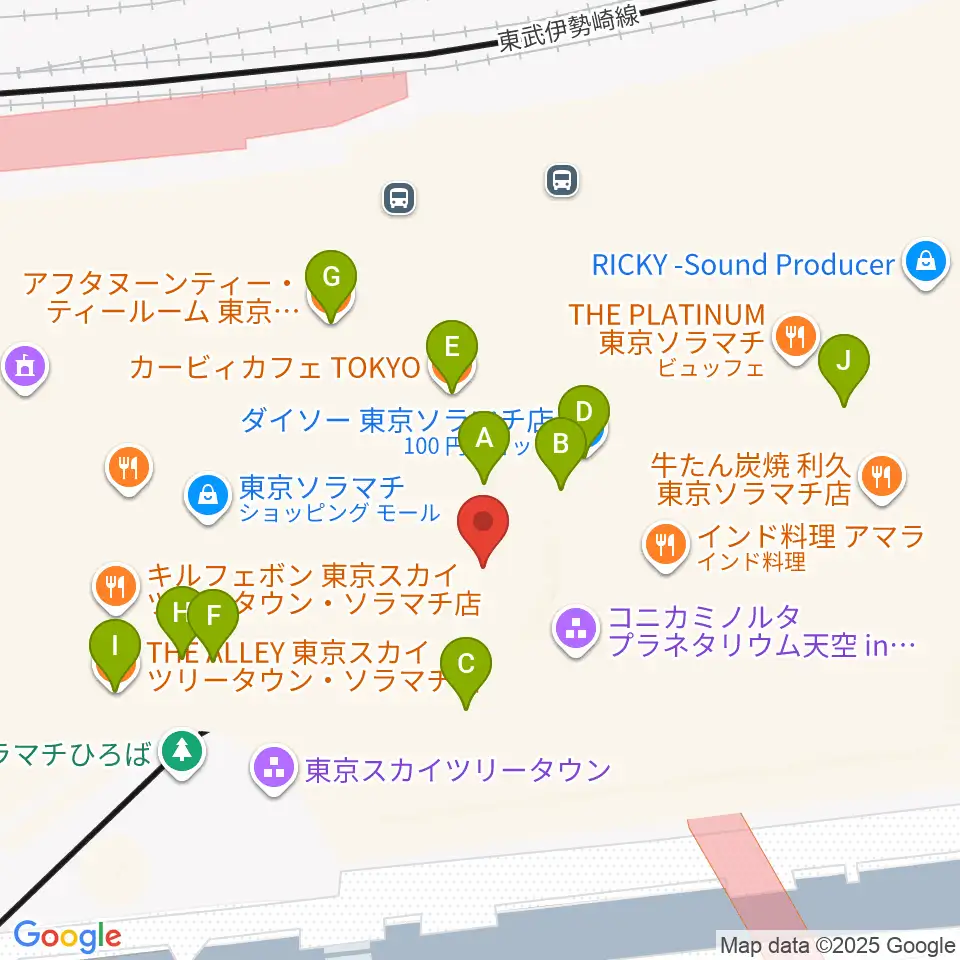 プラネタリウム天空周辺のカフェ一覧地図