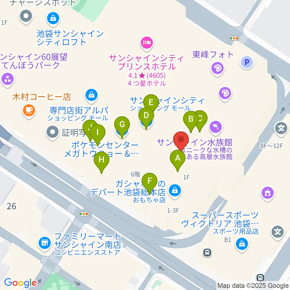 プラネタリウム満天周辺のカフェ一覧地図