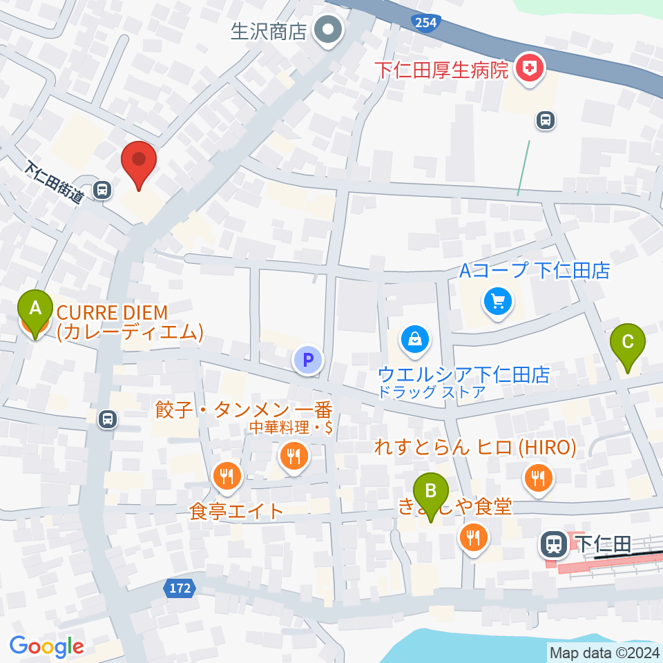 下仁田町文化ホール周辺のカフェ一覧地図