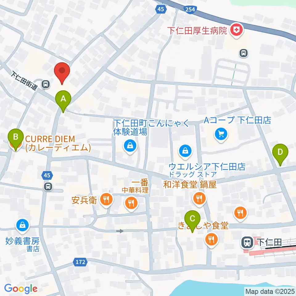 下仁田町文化ホール周辺のカフェ一覧地図