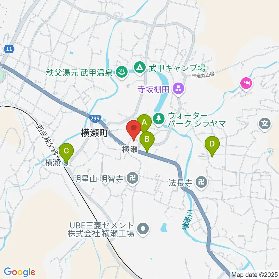 横瀬町町民会館周辺のカフェ一覧地図