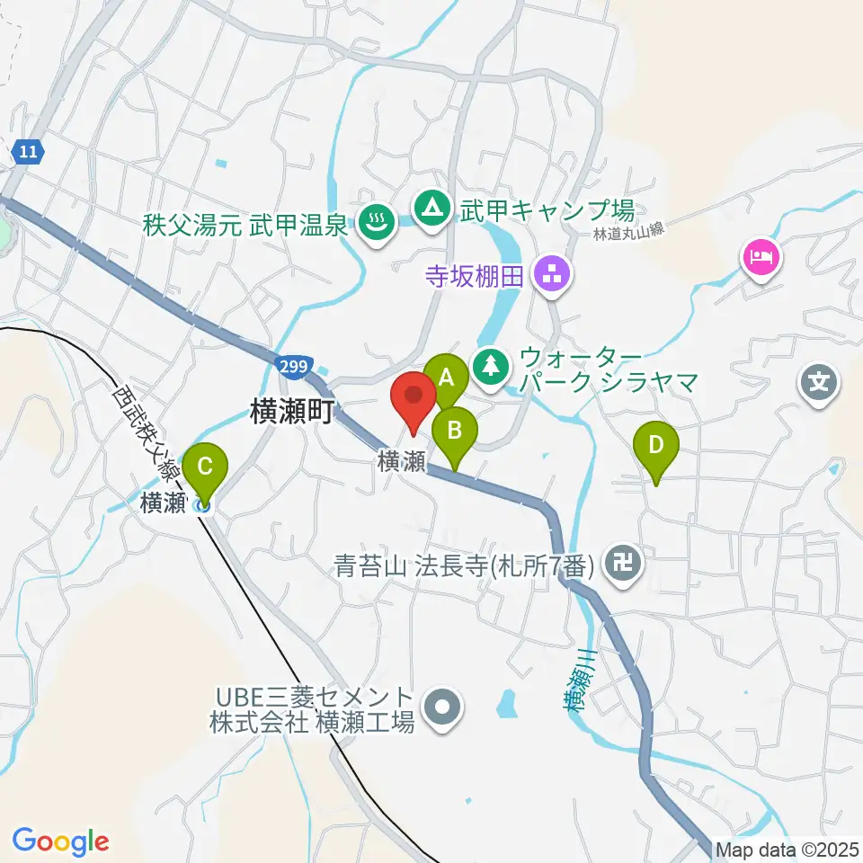 横瀬町町民会館周辺のカフェ一覧地図