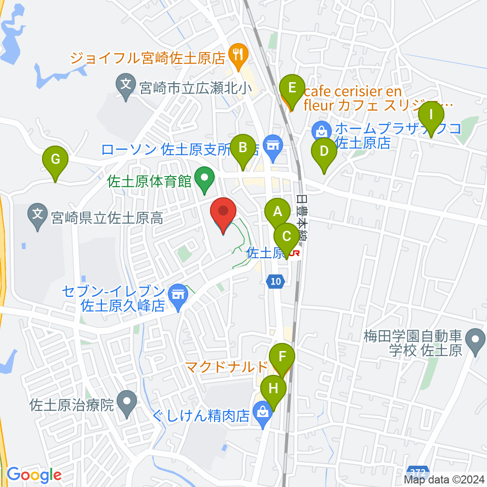 宮崎市佐土原総合文化センター周辺のカフェ一覧地図