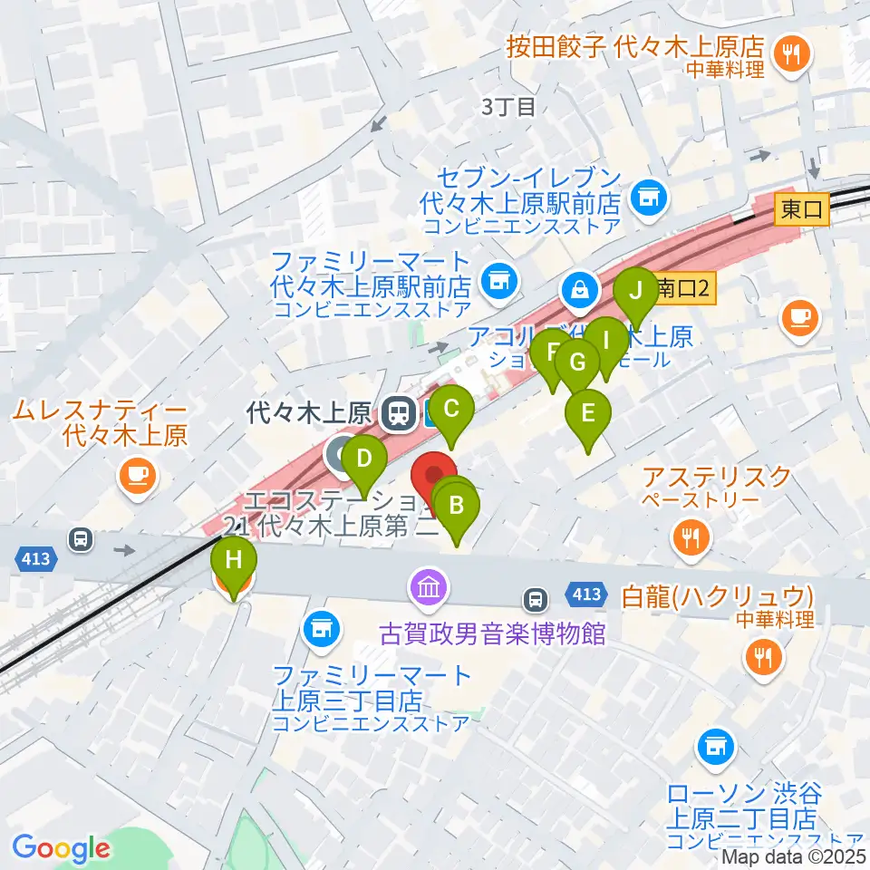 代々木上原OPRCT周辺のカフェ一覧地図