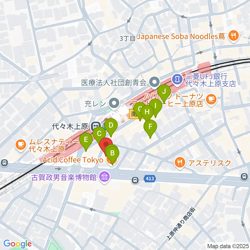 代々木上原OPRCT周辺のカフェ一覧地図