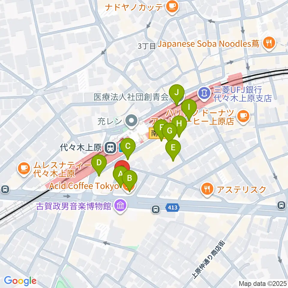 代々木上原OPRCT周辺のカフェ一覧地図