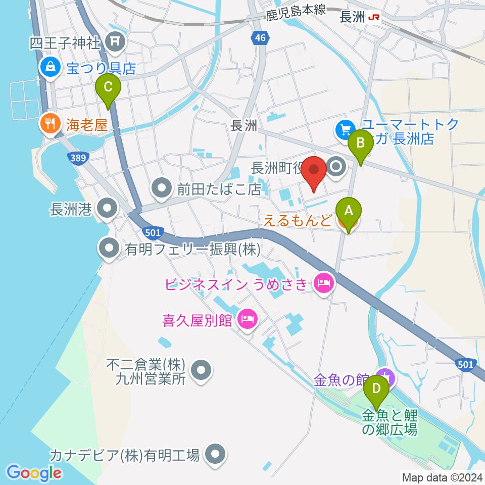 ながす未来館周辺のカフェ一覧地図