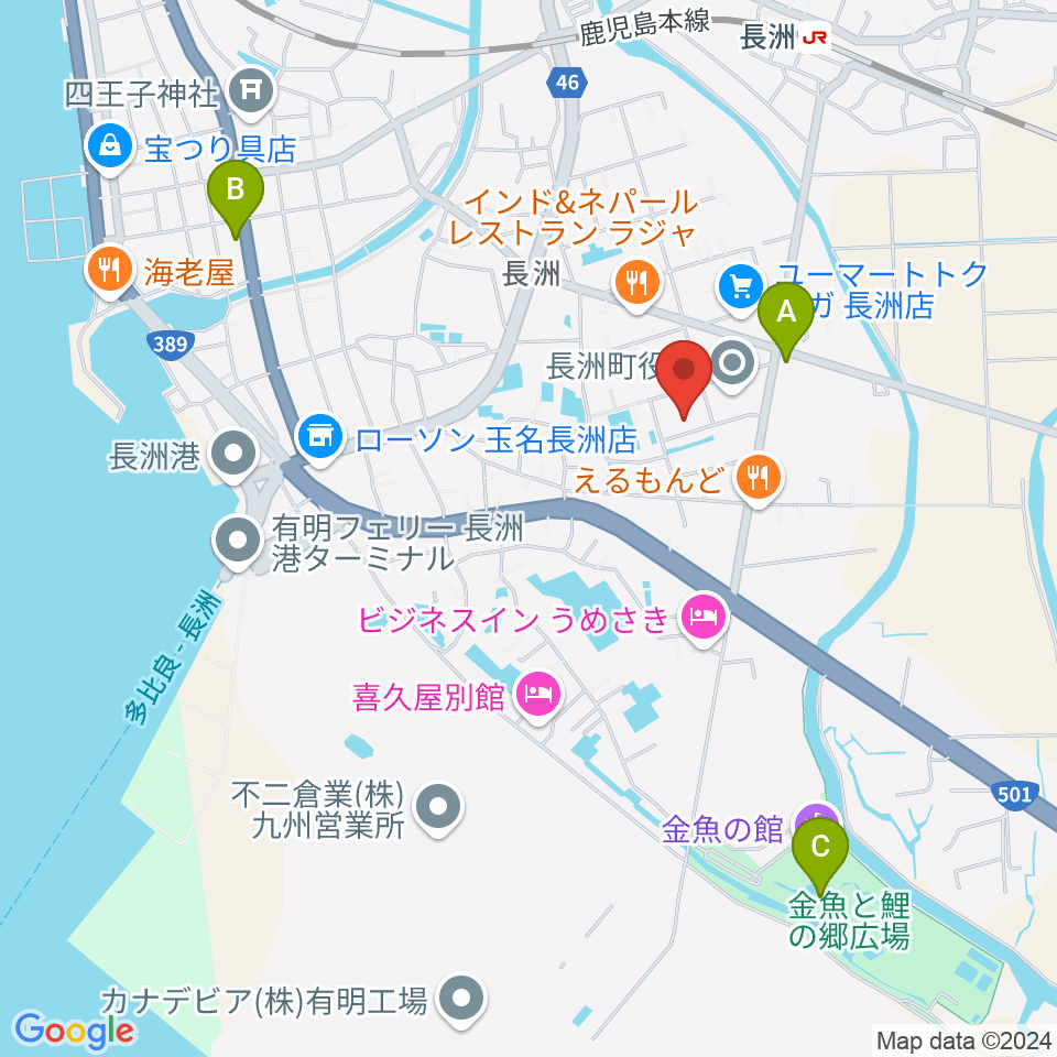 ながす未来館周辺のカフェ一覧地図