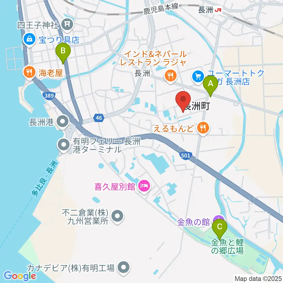 ながす未来館周辺のカフェ一覧地図