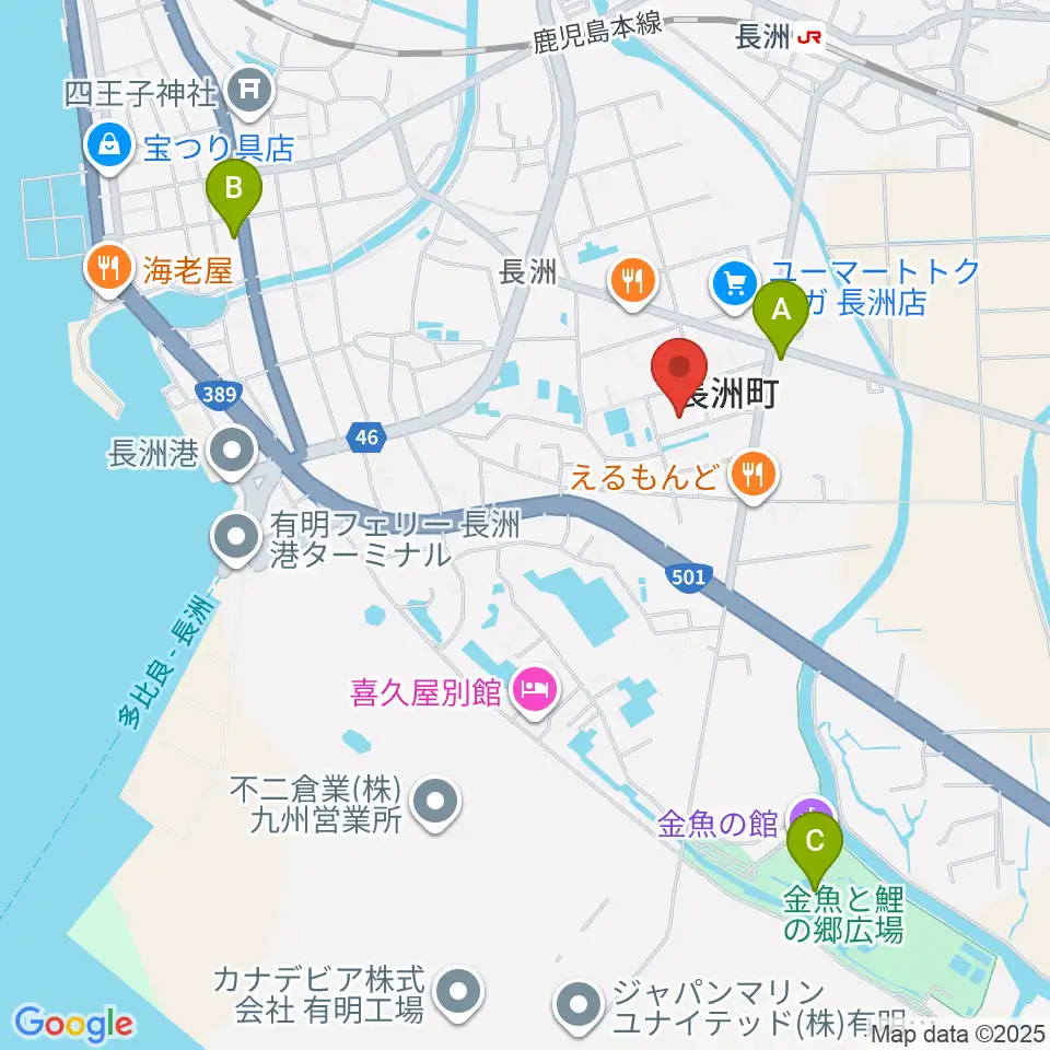 ながす未来館周辺のカフェ一覧地図