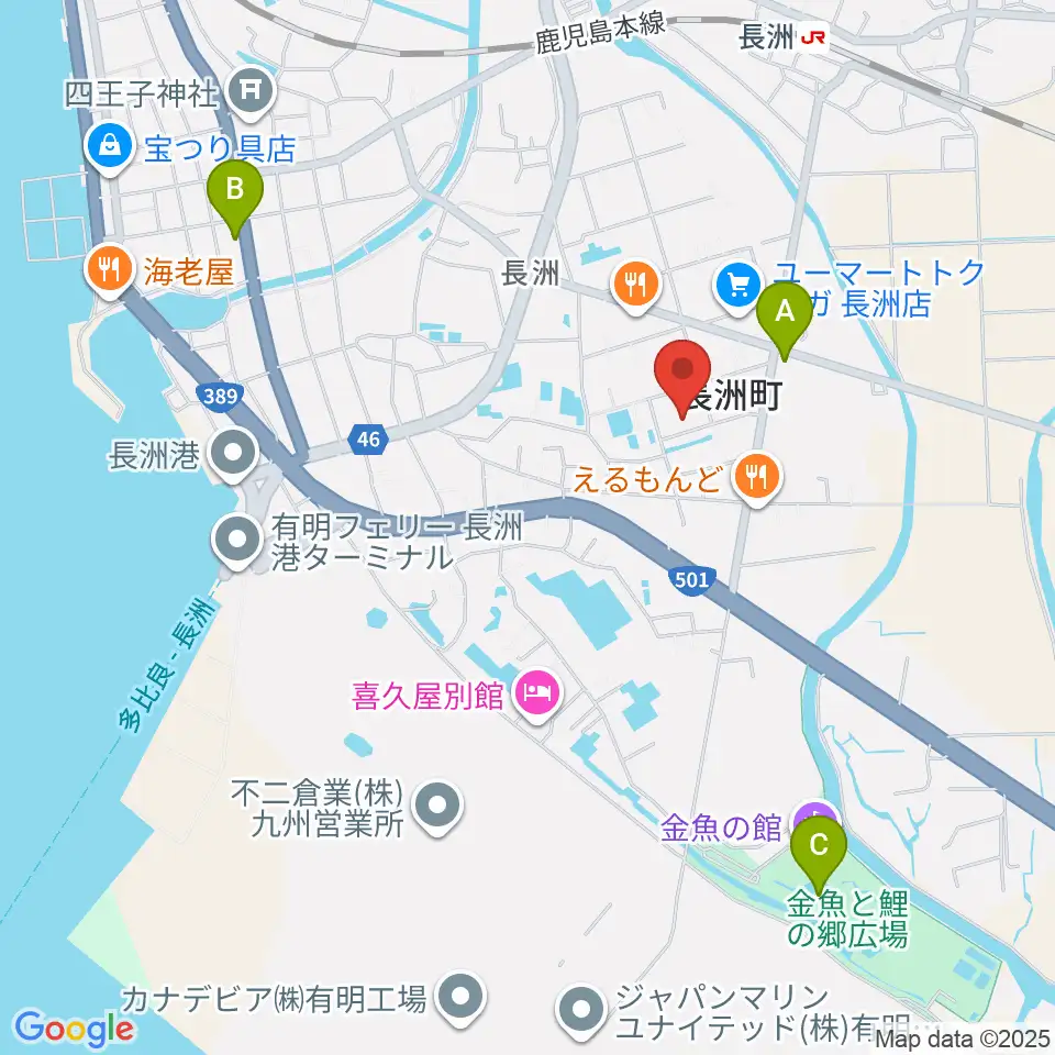 ながす未来館周辺のカフェ一覧地図