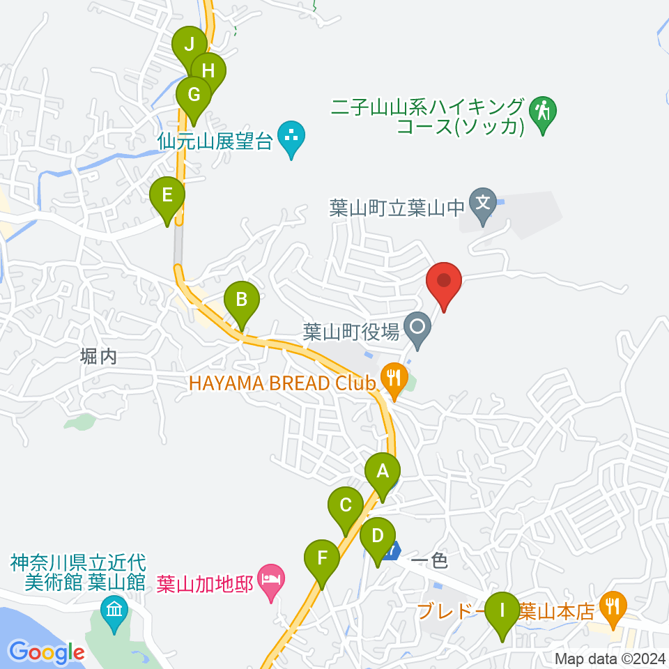 葉山町福祉文化会館周辺のカフェ一覧地図