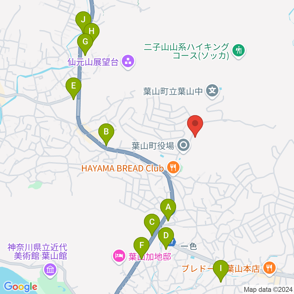 葉山町福祉文化会館周辺のカフェ一覧地図