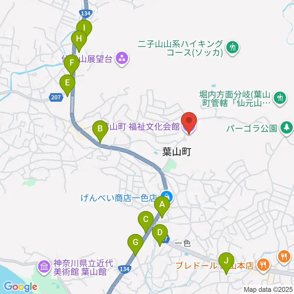 葉山町福祉文化会館周辺のカフェ一覧地図
