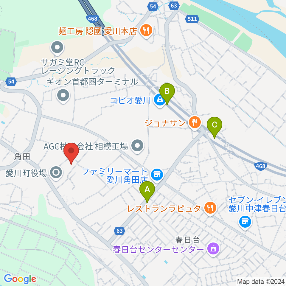 愛川町文化会館周辺のカフェ一覧地図