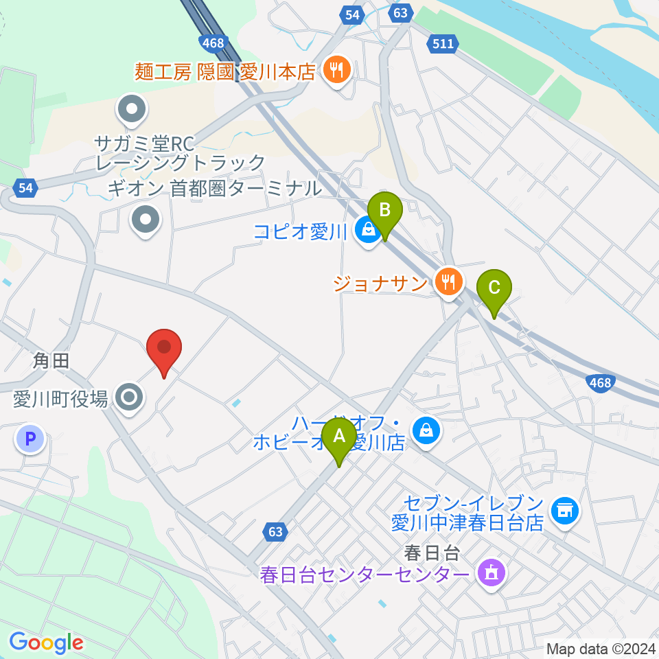 愛川町文化会館周辺のカフェ一覧地図